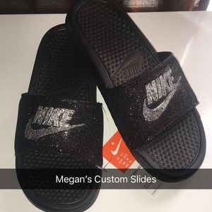glitter nike slides